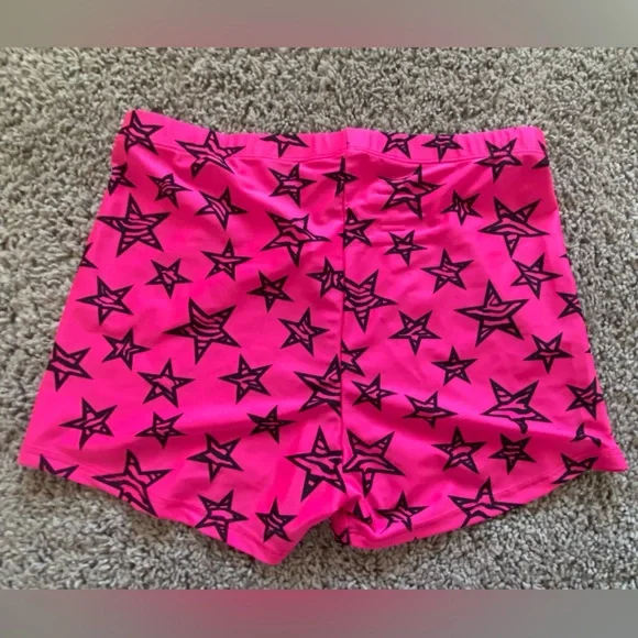 Women’s/juniors Mizuno volleyball running pink spandex shorts stars NWOT size L - Picture 2 of 6